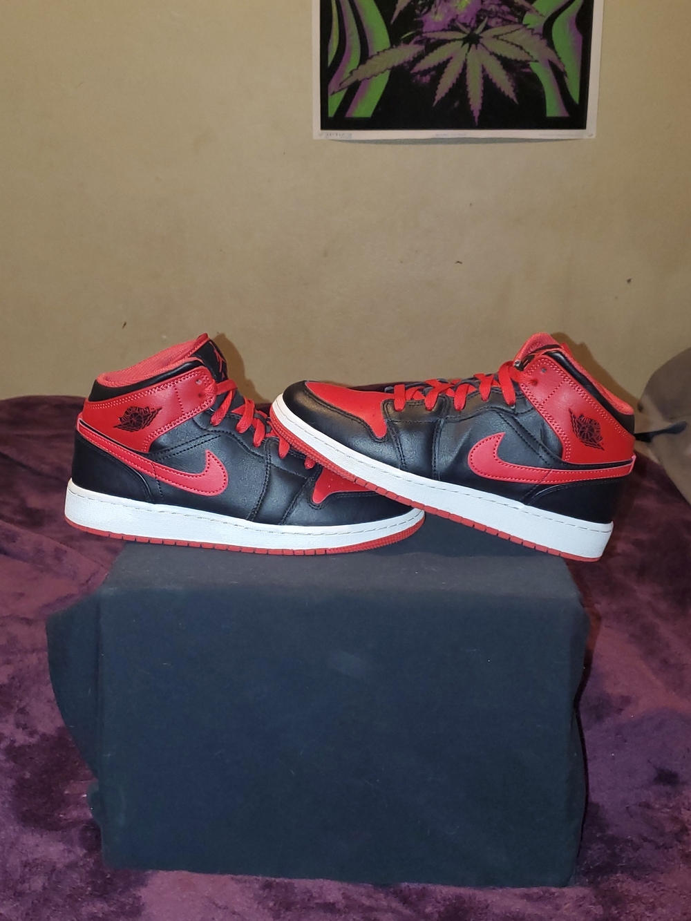 Jordan Black and Red Mid-Top Sneakers for Men